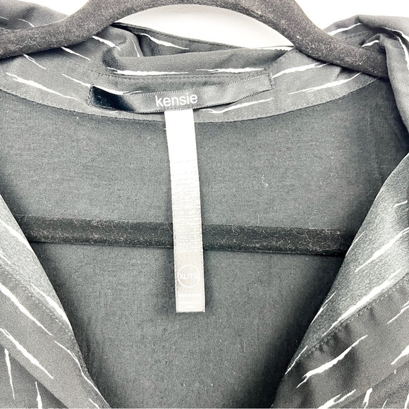 Kensie Black & White Long Sleeve Blouse, Sheer Front & Cotton-Style Back - Picture 5 of 7